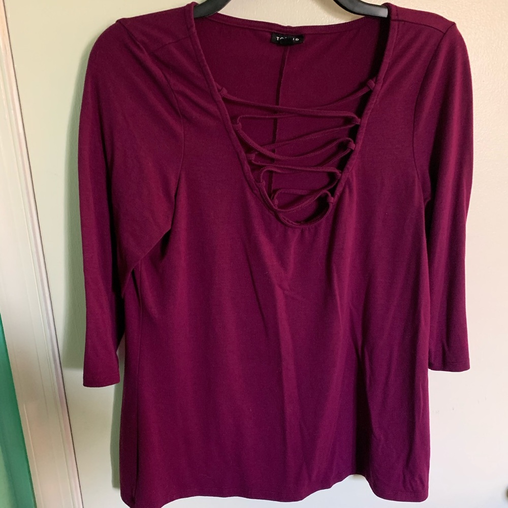 TORRID criss cross quarter sleeve top